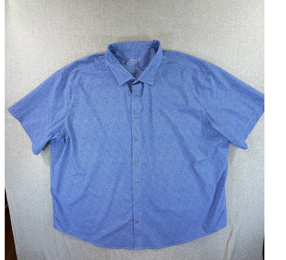 Johnnie-O Men 4XB Blue Hangin Out Floral Print Short Sleeve Casual Outdoor Shirt